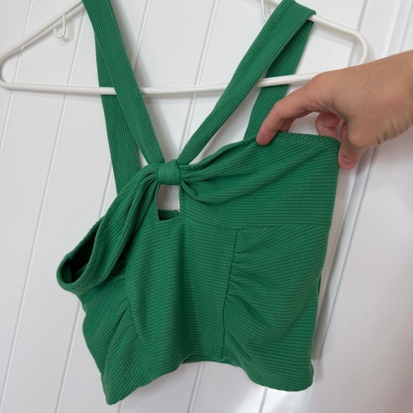Urban Outfitters Midnight Halter Cropped Tank Top Women’s Medium Green Ribbed - Picture 4 of 7